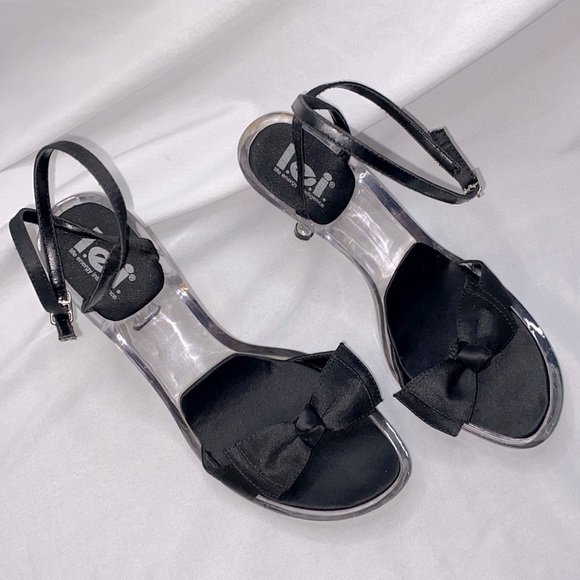 i.e.i. Shoes - Vintage I.e.i. Clear Heels with Black Satin Bows